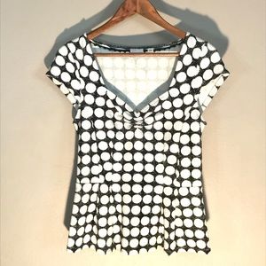 9-h15 STCL Anthropologie B&W Polka Dot Top